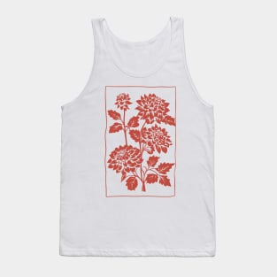 Red Dahlia Flowers Minimalist Block Print Tank Top